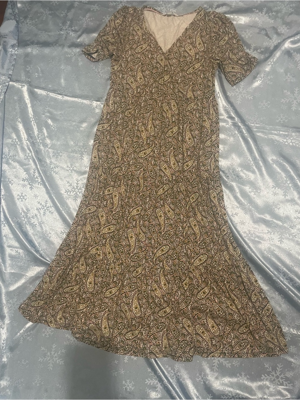 Boden Paisley Wrap-Style Midi Dress - dark green , Cream